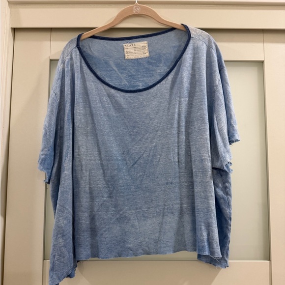 State The Label Tops - State the Label indigo linen tee
